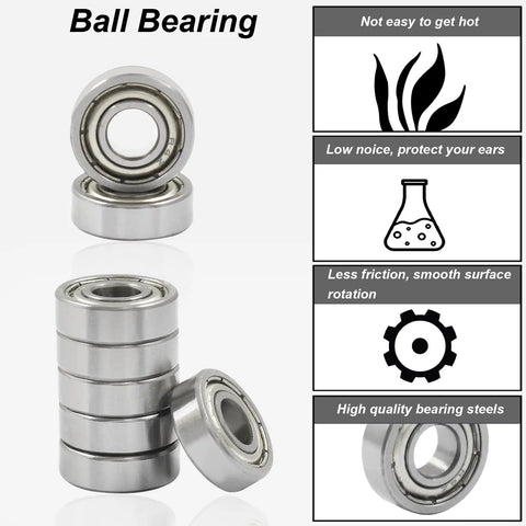 20 Pieces 693ZZ Deep Groove Ball Bearings With Rubber Seals 3x8x4mm High Precision Carbon Steel Mini Bearings displayed in a stack