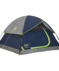 Easy Setup Sundome Camping Tent With Rainfly Weatherproof Shelter For 2 To 6 People, navy blue with large windows and rainfly