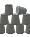 Empire Clip On Chandelier Lamp Shade Set Of 9, Grey Textured Fabric with Brass Fitter, stacked display view
