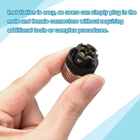 Close-up of hand holding 4 Pack M12 4 Pin Aviation Circular Connectors IP67 Waterproof For Outdoor Networks Instruments And Computer Gear Kit
