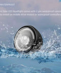 Front Headlight For E Bike With 2 Pin Male Waterproof Connector in water showcasing durability and waterproof features