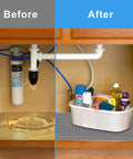 Under Sink Mat 34 Inch By 22 Inch By 0.67 Inch Silicone Cabinet Protector for Kitchen Before and After Installation