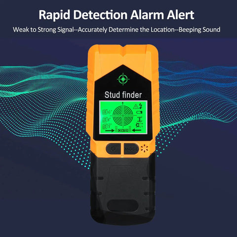 Stud Finder Wall Scanner 6 In Stud Detector With Lcd Display Alarm Magnet for accurate detection, shown in orange with display.