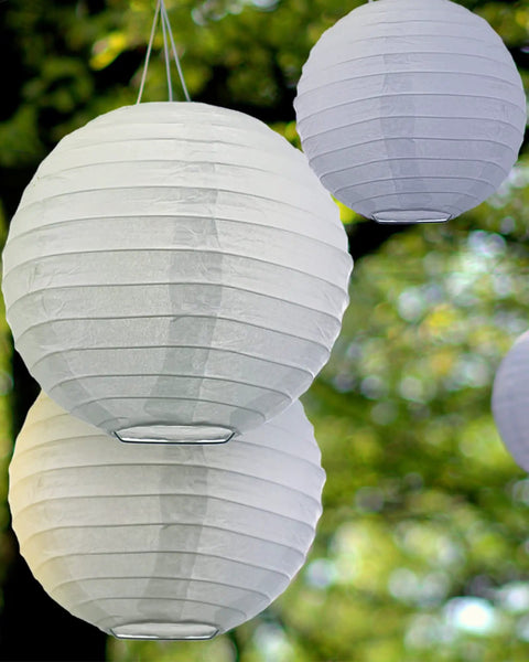 Image of 80 Piece White Paper Lanterns Set For Ceiling Hanging Decor Five Sizes From 4 Inch To 12 Inch Perfect For Weddings