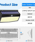 LED Solar Lights Outdoor Motion Sensor With 3 Lighting Modes, Solar Powered Security Lights Waterproof product size details