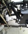 3 Point Hitch PTO Hydraulic Backhoe Attachment For Tractors With 15 Inch Bucket closeup, showing hitch and hydraulic pump