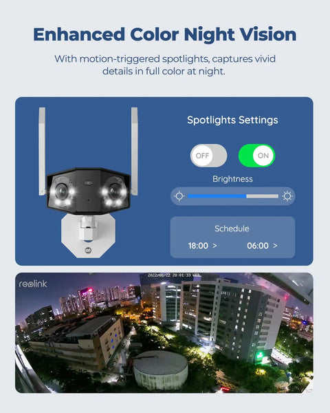 4K Outdoor Security Camera With 180 Degree Ultra Wide View And Dual Lens Color Night Vision interface and camera view