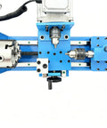 Close-up view of Techtongda Dual Motor Wood Lathe Combo with 750W Brushless Spindle and 450W Drilling Unit features.