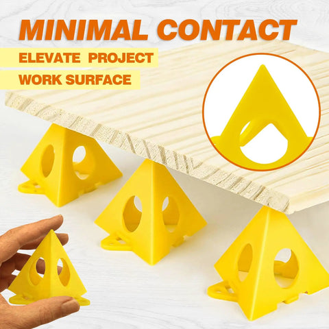 36 Pack Mini Painter Pyramid Stands For Painting And Pouring Nonstick yellow plastic cone tripods elevating wood surface