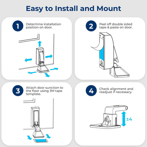 Installation steps for Heavy Duty Carbon Steel Door Stopper Features Hydraulic Soft Close For Smooth Operator Swing Tough As Nails.