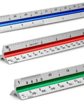 12 Inch Architectural Scale Ruler Triangular Tool Color Coded For Drafting And Blueprints, Pro Grade Precision With 6 Scales