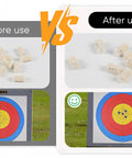 Before and after use comparison of 300 Count.25 Caliber Airgun Cleaning Pellets In Cotton Wool Felt for bore maintenance