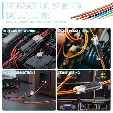 50 Pack Double Wire Plug In Connectors With Locking Buckle For LED Strip Lights Quick Clip Fasteners in various setups