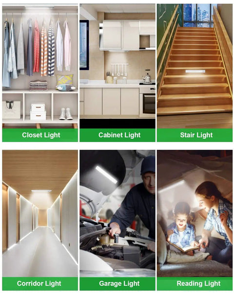 Under Cabinet Lighting 80 LED Closet Light With Motion Sensor USB Rechargeable Dimmable Night Light Bar Stick On