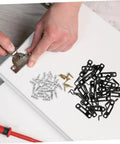 Hella Strong Invisible Furniture Connector Brackets With Dual Purpose Hidden Mount Fasteners for Cabinet Assembly, black clips and screws.