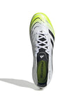 Top view of Predator League Soccer Cleats For Unisex On Firm Ground And Multi Ground, White Black Lucid Lemon, Size 4.5