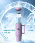 Portable Breast Milk Cooler With 24 Hour All Round Cooling And 18oz Bpa Free Container And 50oz Insulated Tumbler With Straw For On The Go Nursing Moms Keeping Fresh Stash Ice Cold On The Road with ice and cooling indicator.