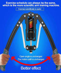 Get Pumped With East Mount Twister Arm Exerciser Featuring Adjustable 22-440 Lbs Hydraulic Power For Home Chest Expanding And Shoulders Muscle Training Fitness Equipment That Is Built To Last With Durable Double Layer Steel Tube Construction For Maximum showing the adjustable hydraulic mechanism and ergonomic grips for effective workouts.