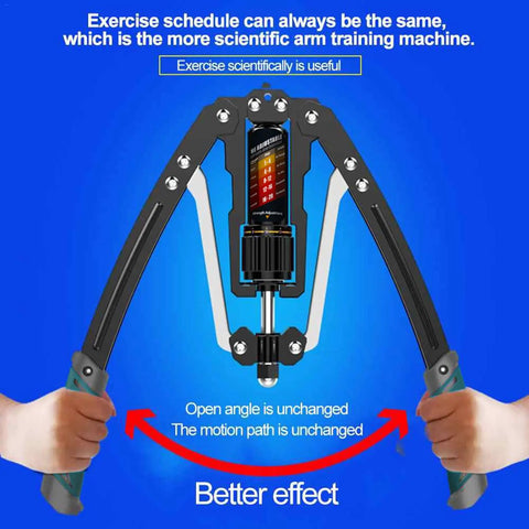 Get Pumped With East Mount Twister Arm Exerciser Featuring Adjustable 22-440 Lbs Hydraulic Power For Home Chest Expanding And Shoulders Muscle Training Fitness Equipment That Is Built To Last With Durable Double Layer Steel Tube Construction For Maximum showing the adjustable hydraulic mechanism and ergonomic grips for effective workouts.