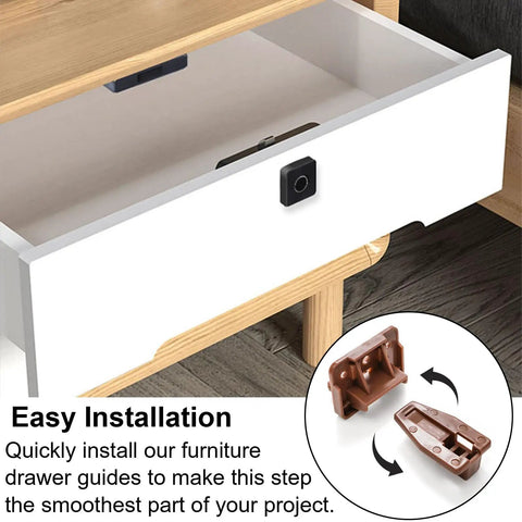 No Fuss Easy Install 20 Plastic Drawer Slide Track Guides For Center Mount Drawers Replacement Parts Kit For Dressers Nightstands And Kenlin Rite Trak 1 Drawer Systems installed on white drawer
