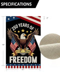 USA Proud 250th Anniversary Garden Flag Eagle Design Double Sided For Outdoor Display 12 By 18 Inches Yard Patio Garden 1776 2026 Commemorative Banner For Home Display showing bald eagle and flags