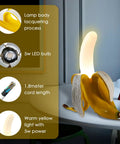 Dope Banana Table Lamp With LED Night Light, Modern Resin Banana Lighting Fixture, frosted acrylic shade on desk