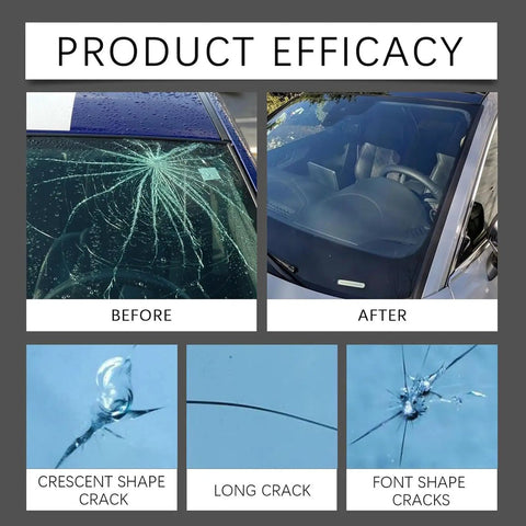 DIY Windshield Crack Repair Kit With Quick Fix Glass Repair Liquid for Chips and Cracks before and after repair results