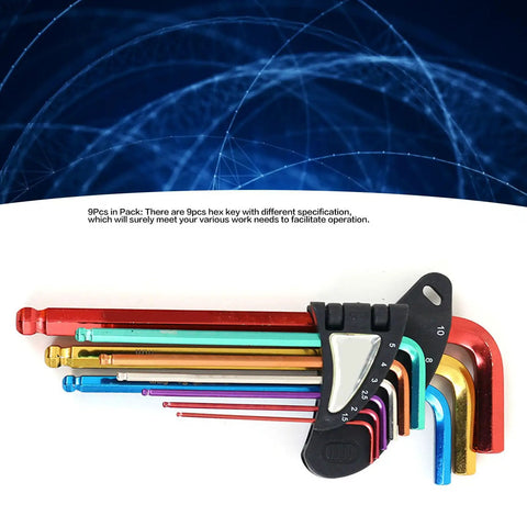 Professional 9 Piece Hex Wrench Star Key End Metal Arm Tool Set Kit For Auto Repair Furniture Build And Diy Handyman Jobs With Secure Grip Handles And Durable Steel Construction To Tackle Tough Bolts Anywhere, 9-piece hex key set