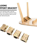 4 Pack Folding Furniture Leg Hinges With Auto Lock And Lock Extension on wooden table, SPCC steel, heavy-duty metal brackets