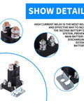 Keep Your Rig Fed With This Heavy Duty 80 Amp 12 Volt Battery Isolator Relay showing close-up view of terminals and mounting base.