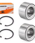 ZozoYe 2-pack heavy-duty rear wheel bearings for Polaris; includes two silver bearings and two black retaining rings.