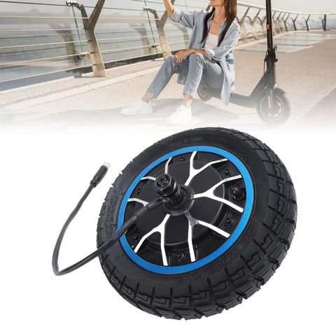 800W Rear Hub Motor Wheel Replacement For SmartGyro Scooter with 10x2.75 Inch rubber tire, displayed against a scooter ride background