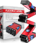 Go-To 28 Inch Folding Level Tool With Magnetic Base, compact and foldable aluminum tool with visible vials in packaging.
