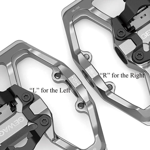 Close-up of Dual Function Bicycle Pedals With Flat And Clipless Sides Nine Sixteenth Inch Platform Pedals SPD Compatible in silver alloy.