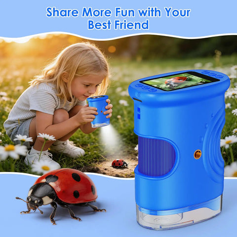 4K 1000X Handheld Digital Microscope For Kids With 2.0 Inch IPS Screen And USB Live Preview Ultra Zoom For Leaves Coins Fabric Insects And Tiny Details Awesome Kid Friendly Hands On Science Toy For Curious Explorers, blue, used outdoors