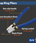 Heavy Duty 7 Inch External Snap Ring Pliers With 45 Degree Bent Jaw For Retaining Ring Removal And Installation CrV Steel Construction Pro Grade Circlip Tool For Machining And Maintenance