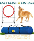 Dog Agility Training Set With 4 Piece Obstacle Course Including Jump Bar Tire Jump Pause Box And Weave Poles Plus Carrying Case