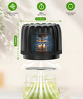 Mason Jar Vacuum Sealer Kit Cordless Auto Stop With 10 Lids, shown sealing a jar with dimensions and features labeled.