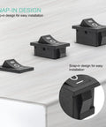 Beefy 5 Piece On Off On Boat Toggle Rocker Switch Set Black Marine Grade Panel Mount Waterproof Electrical Switches For Boats And Marine Electronics Easy Wiring Durable Build Replacement Boat Switches snap-in black rocker switch close-up