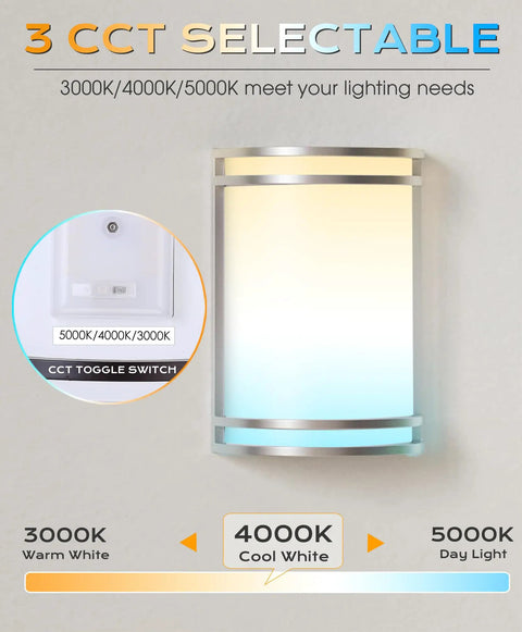 LED Wall Sconce With 3 Color Temperatures 3000K 4000K 5000K Dimmable 15W 120V CRI 90 Plus Brushed Nickel Modern Wall Mount Light