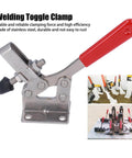 Stainless Steel Quick Toggle Clamp For Welding And Woodworking Positioning Clamp With Rock Solid Corrosion Resistant Metal Construction Anti Rust Durable Latch Action Soft Handle Cover For Easy Safe One Hand Operation.