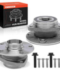 2 Pack Wheel Bearing And Hub Assembly For Volkswagen And Audi Vehicles Including Jetta Golf GTI Tiguan Arteon A3 Quattro Q3 TT S3 RS3 Front And Rear Replacement With Durable Bearings And Precise Fit, shown with installation hardware.