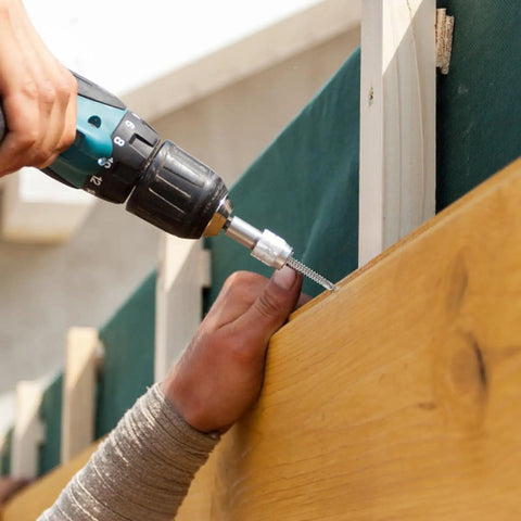 Using stainless steel self tapping screws set with washer head and self drilling design rust resistant pro grade for home repair.