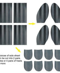 Two Pairs Shoe Sole Repair Rubber Sheets For Front Soles And Heels Anti Slip Noise Reduction Pads Non Skid Protectors Custom Cut For Men And Women Zigzag Grip Pattern Size 7.1 X 4.7 Inches showing cut options