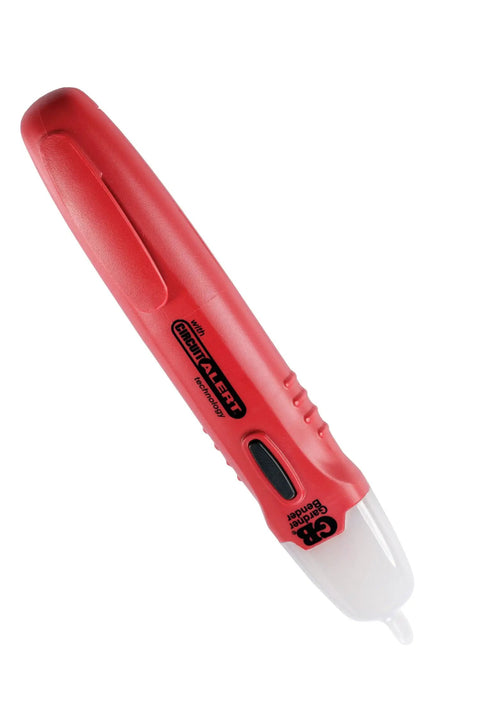 Red non contact voltage tester from Two Piece Electrical Safety Kit With Non Contact Voltage Tester And GFCI Outlet Tester For Home Or Job Site Detects 50 To 600 Volts With Visual And Audible Alerts Pocket Clip Contoured Grip And Shows Five Wiring Errors