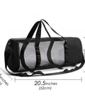 Breathable Mesh Duffle Bag For Scuba And Snorkel Gear With Adjustable Shoulder Strap, size 20.5 x 10.6 x 10 inches, black