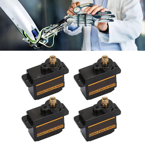 Four Pack Smokin Hot Metal Gear Servo Motor For RC Robot Car Helicopter Badass Durable Analog Actuators Smooth Precision Control in black.