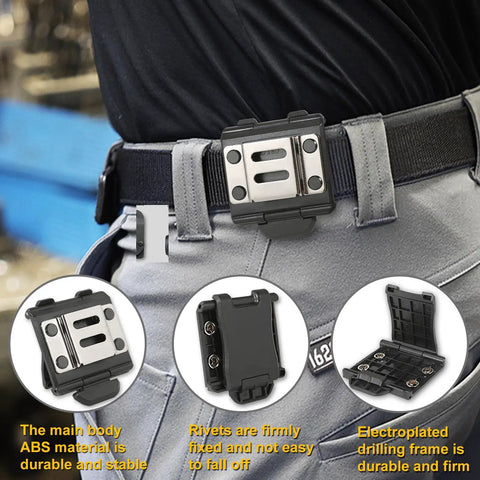 Sturdy Tape Measure Holder And Drill Holster With Belt Clip Hands Free Tool Pouch, ABS construction, stainless steel clip