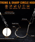 Fish Finder Surf Rig With Float 20.5 Inch 90 Lb Tackle For Shark Bluefish Striper Stripers Six Piece Eight O Hooks close-up