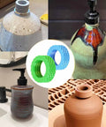 Ceramic Threading Tool Set Two Pack For Pottery Jars And Soap Dispensers Create Custom Threaded Lids And Neck Threads With This Easy To Use Clay Tool Today shown in various pottery applications.